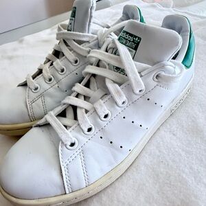 Adidas Kids White Sneakers with Green Details